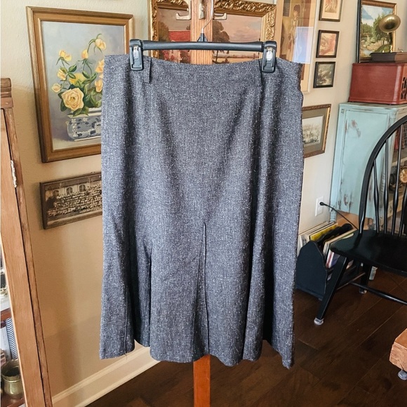 East 5th women’s fit & flare midi tweed zip skirt belt loops 14 charcoal gray - Picture 2 of 9